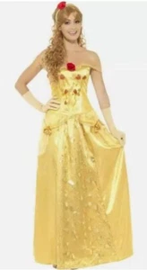 Disfraz de Princesa Dorada Belleza Bella Adulto Damas Vestido Elegante Reino Unido 16-18 - Imagen 1 de 1
