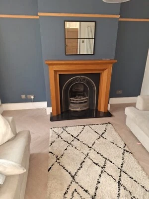 Solid Oak Fireplace With Lights Excellent Condition 140 wide120 in height - Image 1 of 2