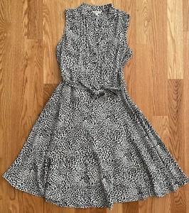 Nanette Lepore A Line Knee Length Black White Lined Animal Print Dress sz 6 NWT - Picture 1 of 6