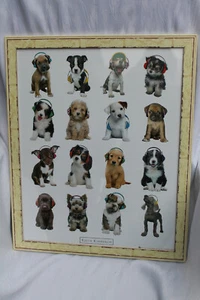 Bilderrahmen 55x45 cm Poster Keith Kimberlin Puppies Kopfhörer Hunde Welpen - Bild 1 von 6