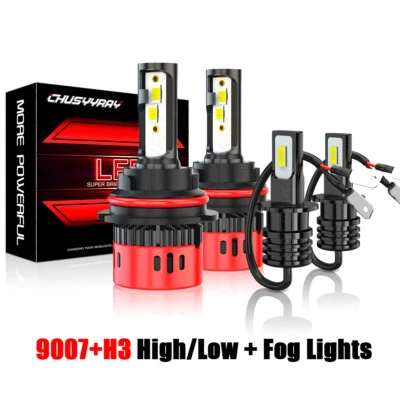 Fit Ford F150 1995-1996 6000K LED Headlight High Low + Fog Lights Bulbs 4pc - Image 1 of 4