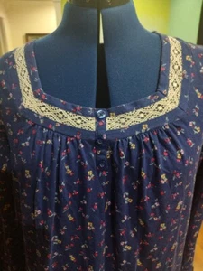 croft & barrow small long sleeve blue floral nightgown - Picture 1 of 3