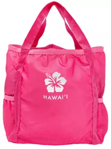 HAWAIIAN LIGHT PINK HIBISCUS HAWAII REUSABLE SHOPPING BAG FOLDABLE TOTE - Picture 1 of 2