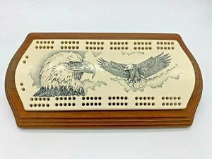 Vintage North Coast Trading Company Cribbage Set Weißkopfseeadler Handarbeit Gravur - Bild 1 von 5
