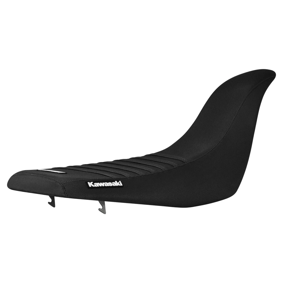 Cubierta de asiento Kawasaki KFX 700 2004-2009 todo negro con costillas negras #231 logotipo Foto 1 de 4