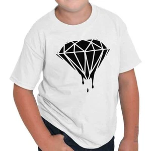 Abstract Geometric Melting Dripping Diamond Youth Crewneck T Shirts Boy or Girl - Picture 1 of 22