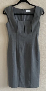Calvin Klein Women's Size 2 Gray Sleeveless Sheath Dress Career Business Formal - Picture 1 of 7