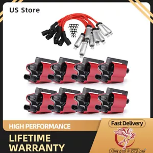 8 Square Ignition Coil Packs & Spark Plug Wire Set for Chevy SONORA GMC YUKON US - Picture 1 of 13