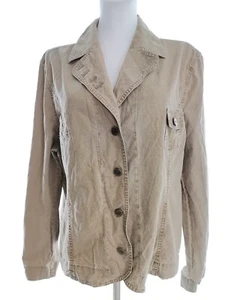La strada T. 46 Beige Blazer con bottoni Cotone 100% Manica lunga Tasche Logo - Foto 1 di 5
