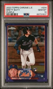 2023 Topps Chrome Logofractor Edition Brett Baty Purple Rookie PSA 10 - Picture 1 of 2