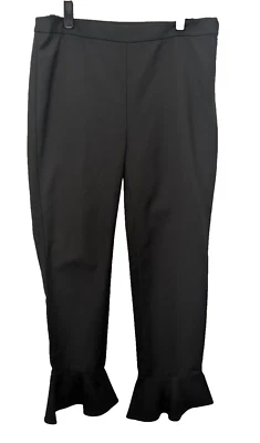 Pantalones Antonio Melani negros elásticos para mujer 4 volantes dobladillo volantes cremallera lateral Foto 1 de 4