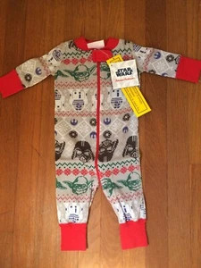 Hanna Andersson 0-6 Monate Baby Reißverschluss Pyjama Schlafanzug Star Wars Weihnachten Einteiler - Bild 1 von 3