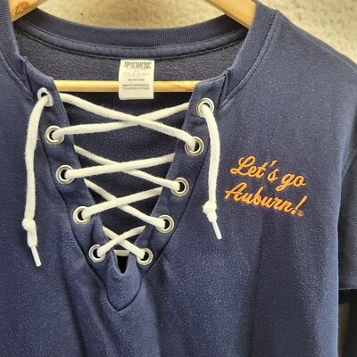 Suéter para mujer Auburn Tigers XS azul Victoria's Secret rosa pulóver logotipo Foto 1 de 4