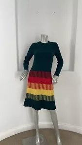 LANVIN Sports Wear Color Block Long Sleeve Wool Knit Dress Size 6 Vintage 70’s - Picture 1 of 12