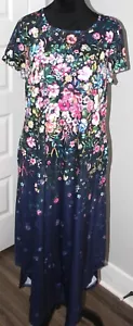 Blaues Damenkleid mit Blumenmuster XL - Bild 1 von 4