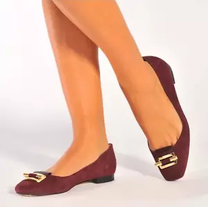 NEW Michael Kors Gloria Plum Suede Ballet Flat - Picture 1 of 6