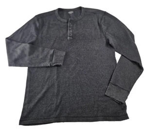 Old Navy Henley Shirt Men XL Dark Gray Long Sleeve Waffle Knit Thermal Button - Picture 1 of 9