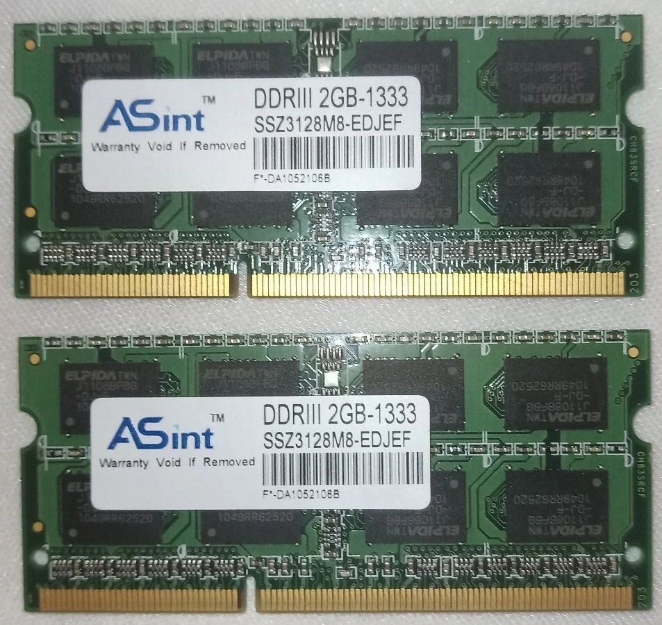 ASint Ram DDR DDR-3 1333Mhz 2Gb PC3-10600 SODIMM SSZ3128M8-EDJEF  - Immagine 1 di 1