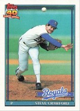 1991 Topps Baseball Steve Crawford Kansas City Royals #718