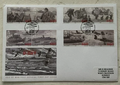 Isle Of Man QEII 1994 D-Day Se-tenant Pairs Official IOMFDC Douglas IOM SHS - Image 1 of 4