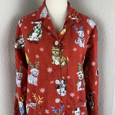 NICK & NORA Christmas Dogs Flannel Holiday Pajamas Set PJs Women’s Size Medium - Image 1 of 4