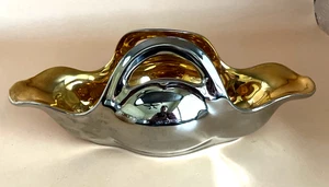 Plato de caramelo checoslovaco MZ Altrehlau CMR color plata y oro vintage - Imagen 1 de 5