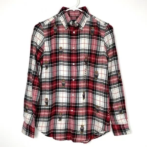 Camisa Polo Ralph Lauren Franela Cuadros Oso de Peluche Bordada Talla XS - Imagen 1 de 10