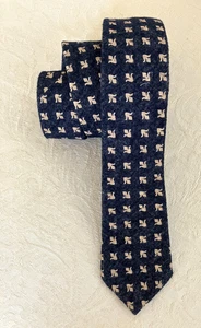 Corbata para hombre Frederick Thomas London Designer algodón azul flor de lis NUEVA con etiqueta - Imagen 1 de 6