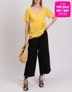 Top MARNI RRP €440 IT42 US6 UK10 L giallo raccolto maniche corte made in Portugal - Foto 1 di 8