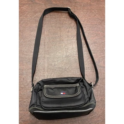 Tommy Hilfiger Black Nylon Small Crossbody Bag with Red Interior Preppy Classic - Image 1 of 4