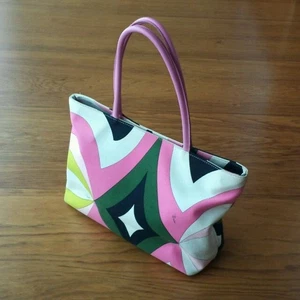 Emilio Pucci Tote Bag Borsa a Mano Multicolore Pelle Autentica - Foto 1 di 4