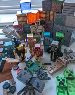 Minecraft Figure Bundle: blocks, mobs, horses, gold Alex, weapons, Blaze, FNAF - Image 1 of 4