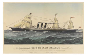OCEAN LINERS 3000 - Inman Line City of New York of 1888 Poster 11 x 17 - Picture 1 of 4