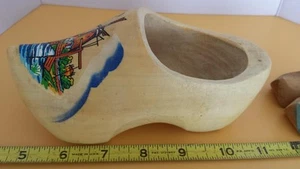 Clog 3 Clogs Holland Miniature Primitive Folk Carved Wood Wooden Shoe Dutch EUC - Picture 1 of 6