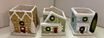 Trío (3) Candelabros PartyLite Village Square Casa de Navidad Retirado Foto 1 de 4