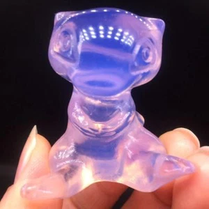 Natural Pink Opalite Crystal Carved Pocket Monster Mew Healing Reik Decorate 1Pc - Picture 1 of 17