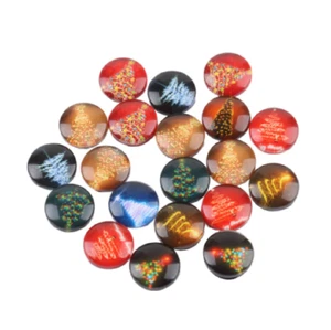 10 Christmas Tree Xmas Cabochons Mixed Round Glass Cabochon Lights Santa UK  - Picture 1 of 1