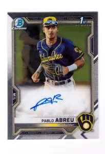 2021 Bowman Chrom PABLO ABREU 1. Bowman Auto Prospect Autogramm Brauer - Bild 1 von 2