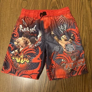 Vintage Wwe Raw Boys Size 8 Medium Swim Shorts The Animal Batista Misterio Cena - Picture 1 of 8