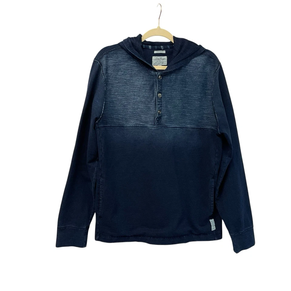 Sudadera con capucha Lucky Brand para mujer etiqueta gris azul denim pulóver talla M Rancher Foto 1 de 4