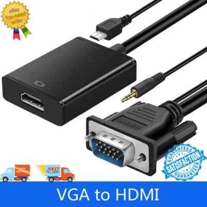 VGA INPUT to HDMI OUTPUT Video Audio Converter Cable Adapter 1080 For TV PC DVD - Picture 1 of 12