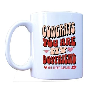 Taza de café divertida para novio, Congrats You Are My Boyfriend, humorística y grosera - Imagen 1 de 6