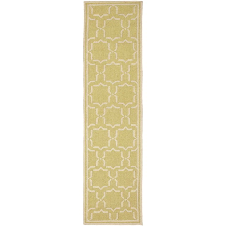 Safavieh Hand-woven Moroccan Reversible Dhurrie Green/ Ivory Light Green/Ivory