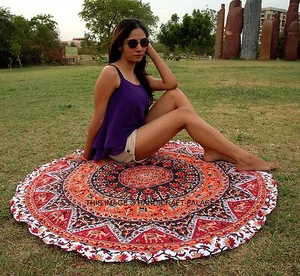 Indian Tapestry Star Mandala Decorative Picnic Round Beach Throw Yoga Mat Boho - Picture 1 of 4