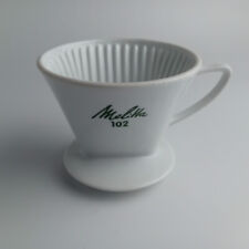 Melitta 102 Kaffeefilter Porzellan Weiß 3-Loch Grüner Aufdruck 1950er Vintage 1A