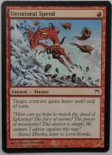 MAGIC THE GATHERING MTG CHAMPIONS OF KAMIGAWA RED UNNATURAL SPEED INSTANT CARD