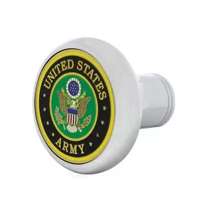 United States Army Deluxe Military Metal Medallion Air Valve Chrome Knob - Foto 1 di 4