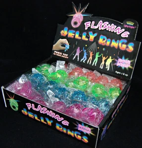 48 grandes anillos de gelatina LED iluminados Bumpy Rubber Flashing Party Wedding Dance Rave - Imagen 1 de 6