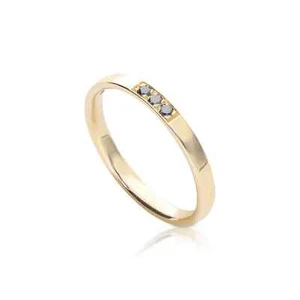 14K Gold 0.06 Ct. Three Black Lab-Created Diamond Wedding Engagement Band Ring - Picture 1 of 6