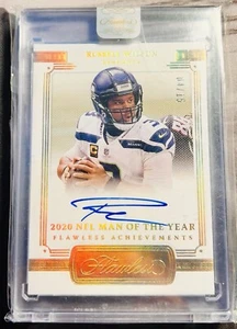 RUSSELL WILSON 2021 PANINI FLAWLESS ACHIEVEMENTS 2020 MAN OF THE YEAR AUTO 04/15 - Picture 1 of 4